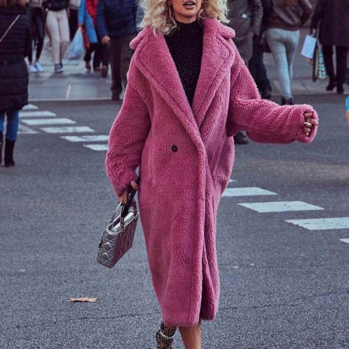 Long Autumn and Winter Fleece Coat With Pockets For Women