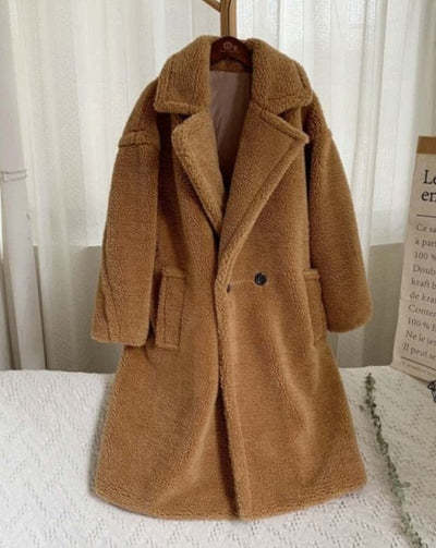 Long Autumn and Winter Fleece Coat With Pockets For Women