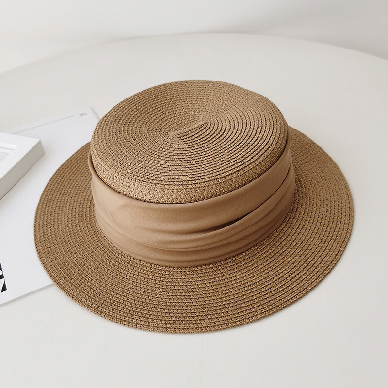Flat Straw Sun Hat For Summer