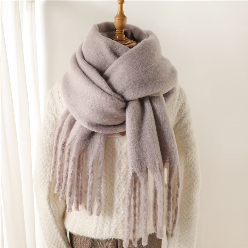 Unisex Large Winter Warm Extended Tassel Scarf