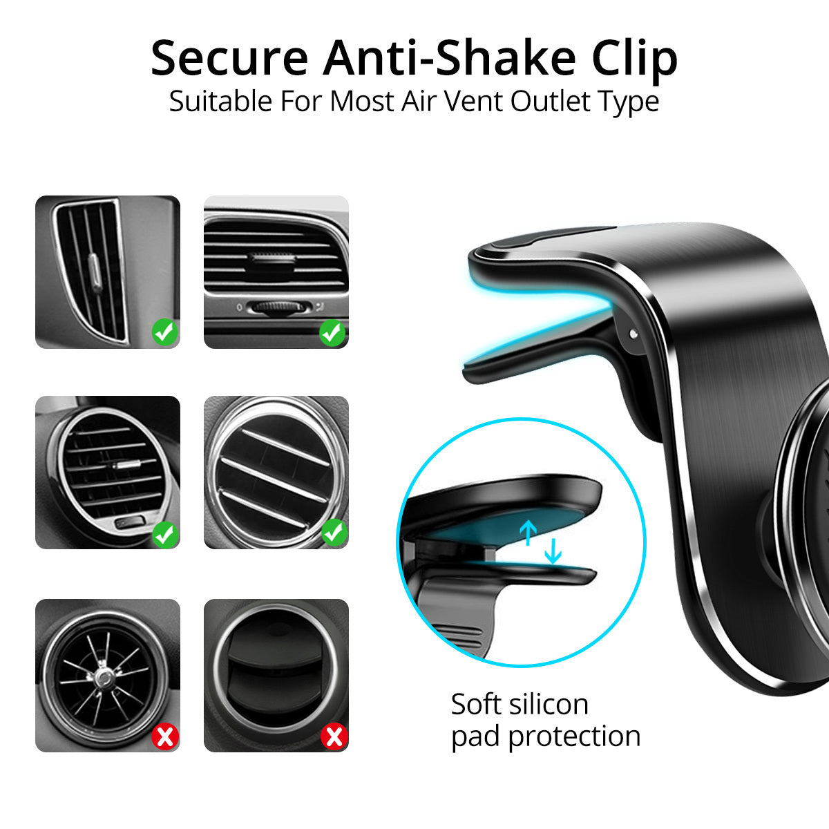 Magnetic Car Phone Holder With Air Vent Magnet