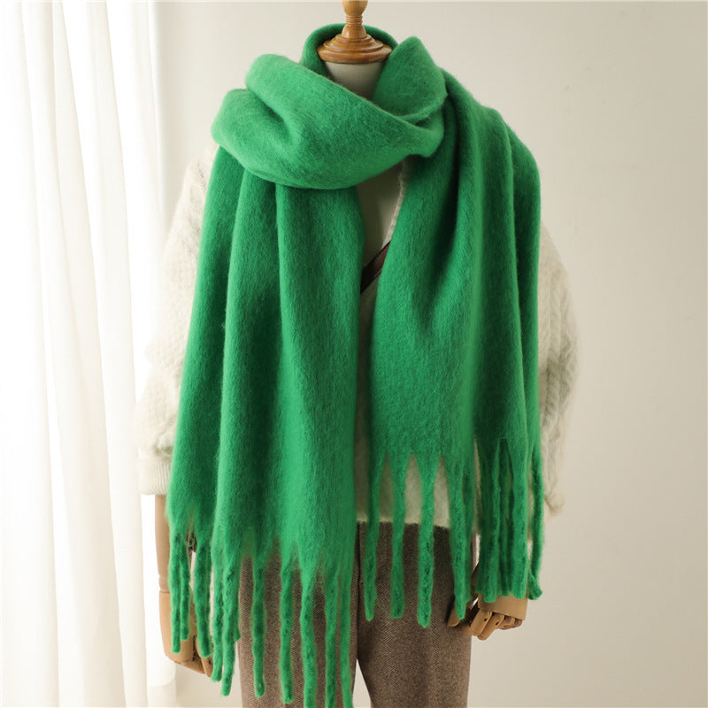 Unisex Large Winter Warm Extended Tassel Scarf