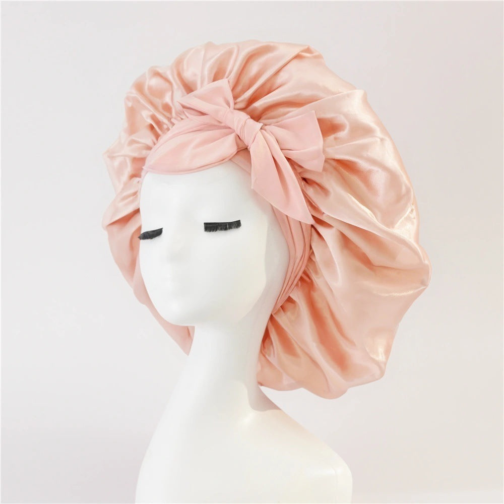 Elastic Bonnet With Tie Band For Sleeping Curly Hair Women