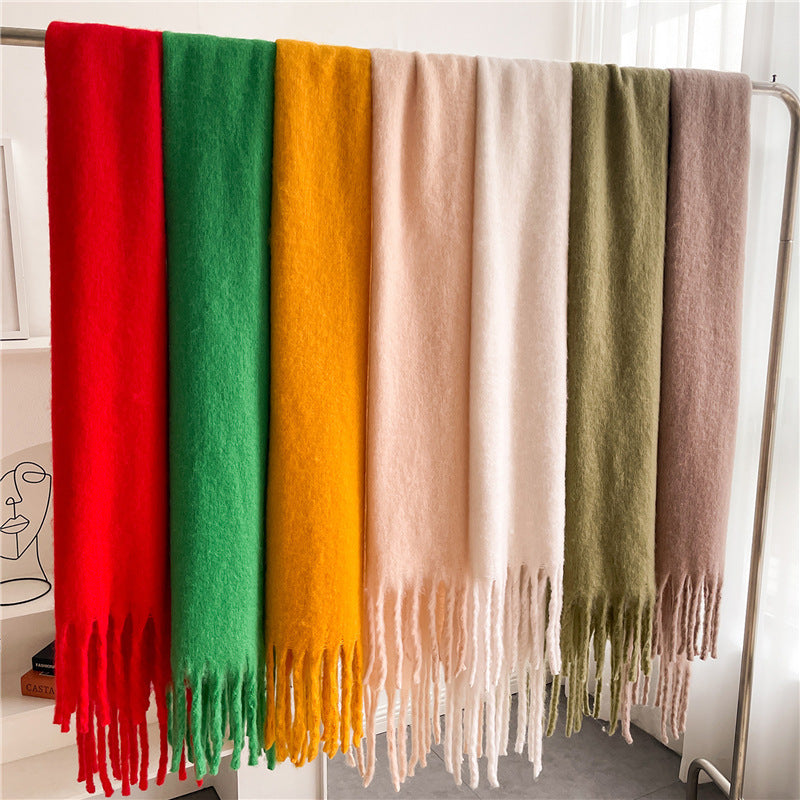 Unisex Large Winter Warm Extended Tassel Scarf