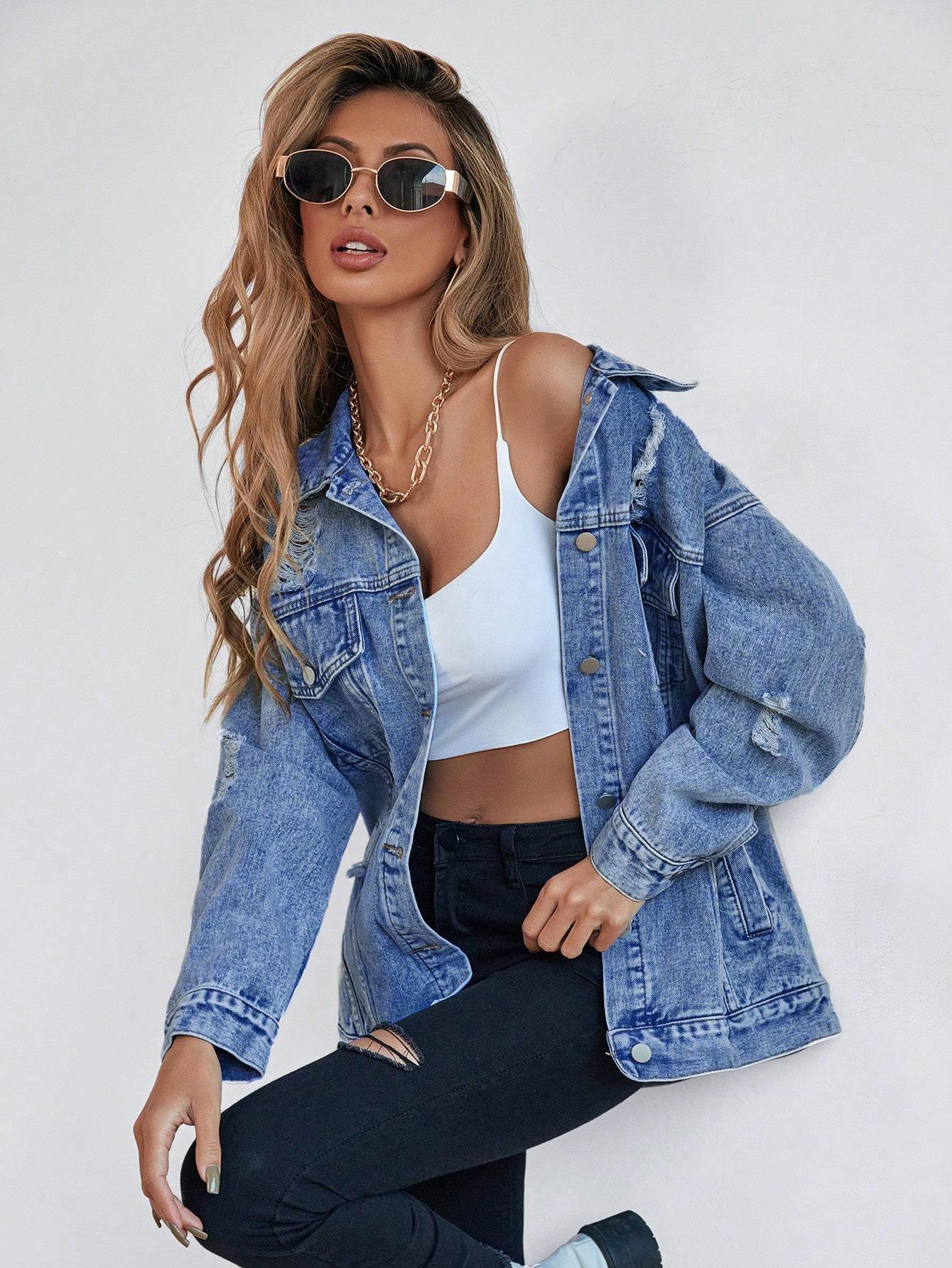 Blue Denim Jacket with Buttons