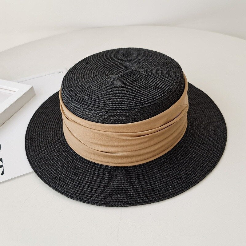 Flat Straw Sun Hat For Summer
