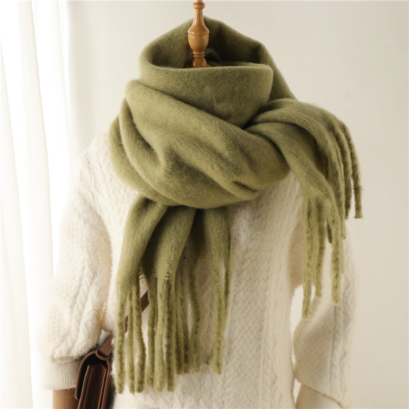 Unisex Large Winter Warm Extended Tassel Scarf