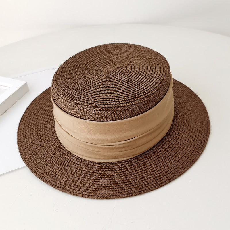 Flat Straw Sun Hat For Summer