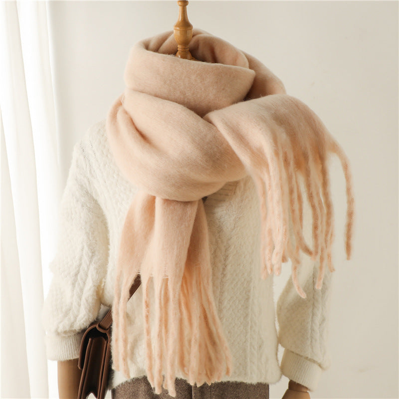 Unisex Large Winter Warm Extended Tassel Scarf