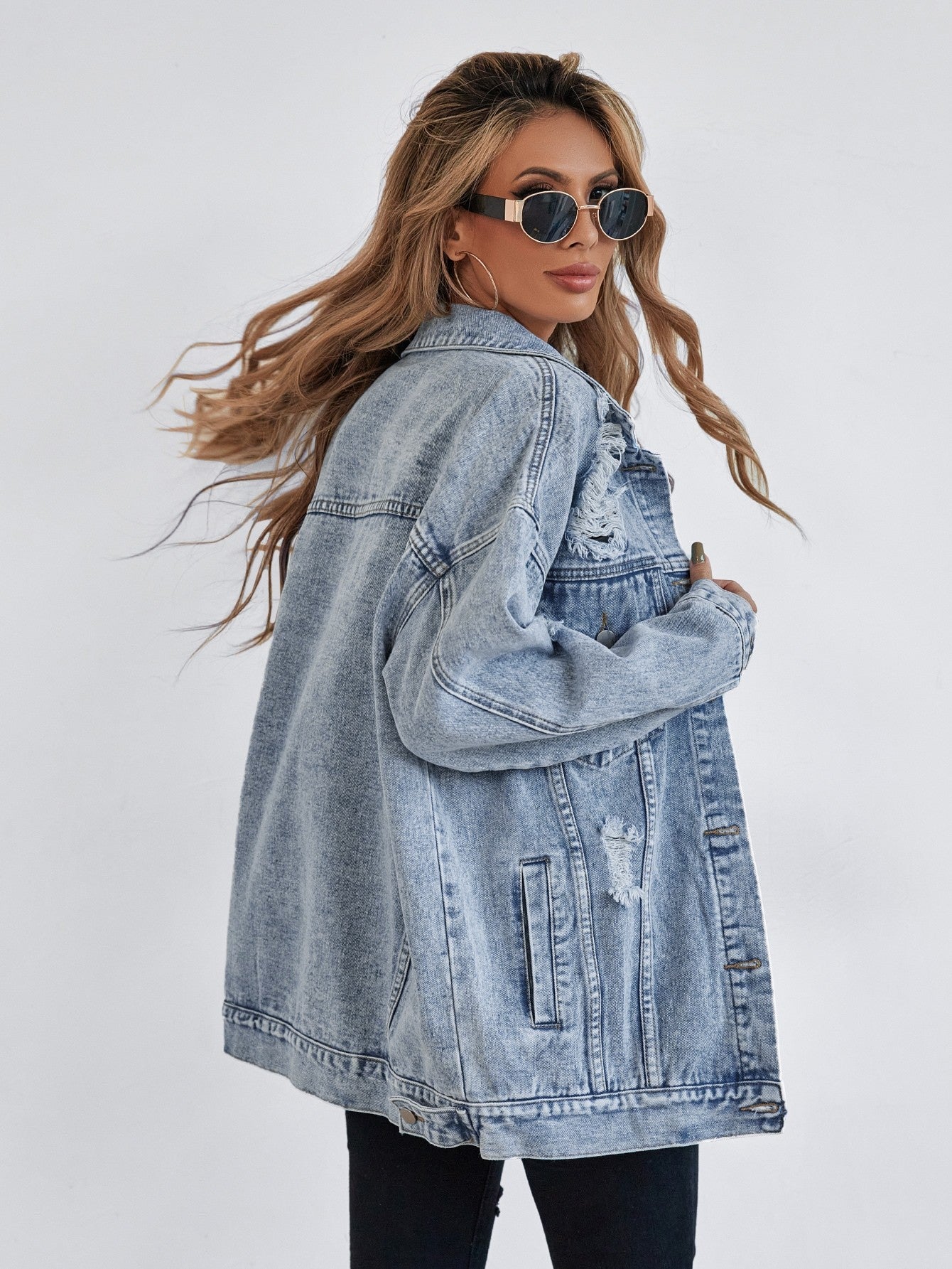 Blue Denim Jacket with Buttons