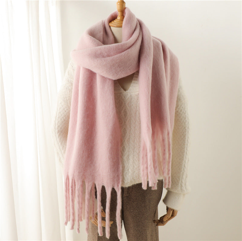Unisex Large Winter Warm Extended Tassel Scarf