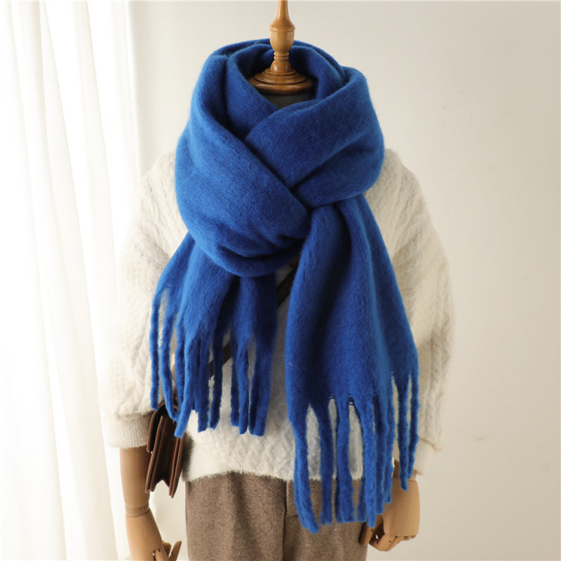Unisex Large Winter Warm Extended Tassel Scarf