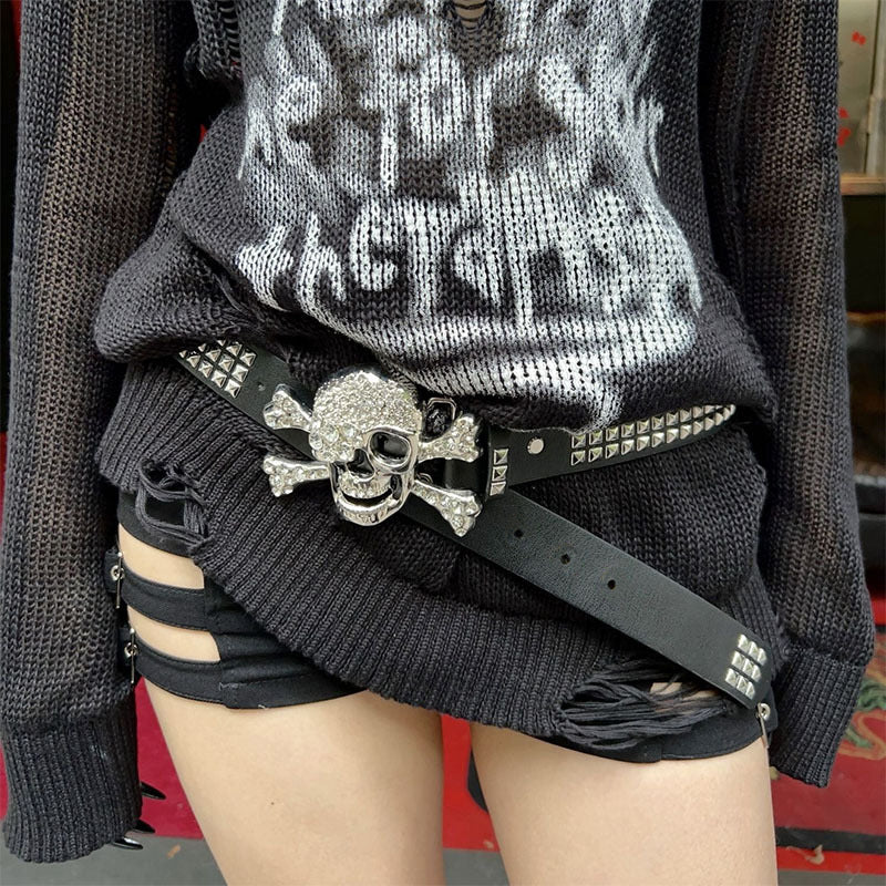 Beaded Skull Punk Rock Gothic Style Belt