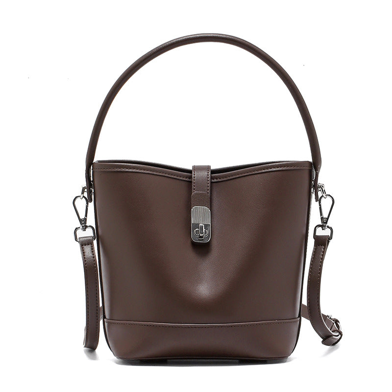 Women's High Quality Cowhide Bucket Hand Bag