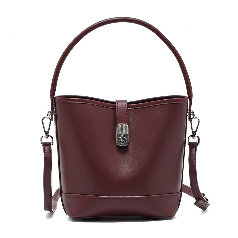 Women's High Quality Cowhide Bucket Hand Bag