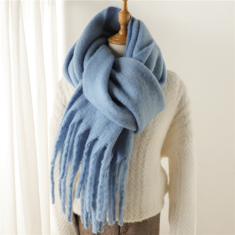 Unisex Large Winter Warm Extended Tassel Scarf