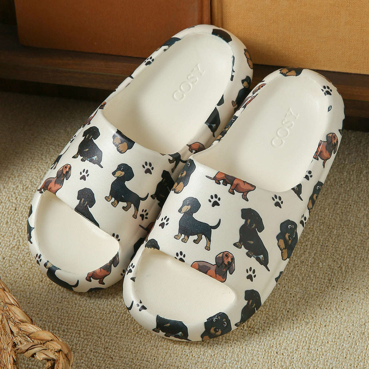 Women's Dog Print Platform Slide Sandals