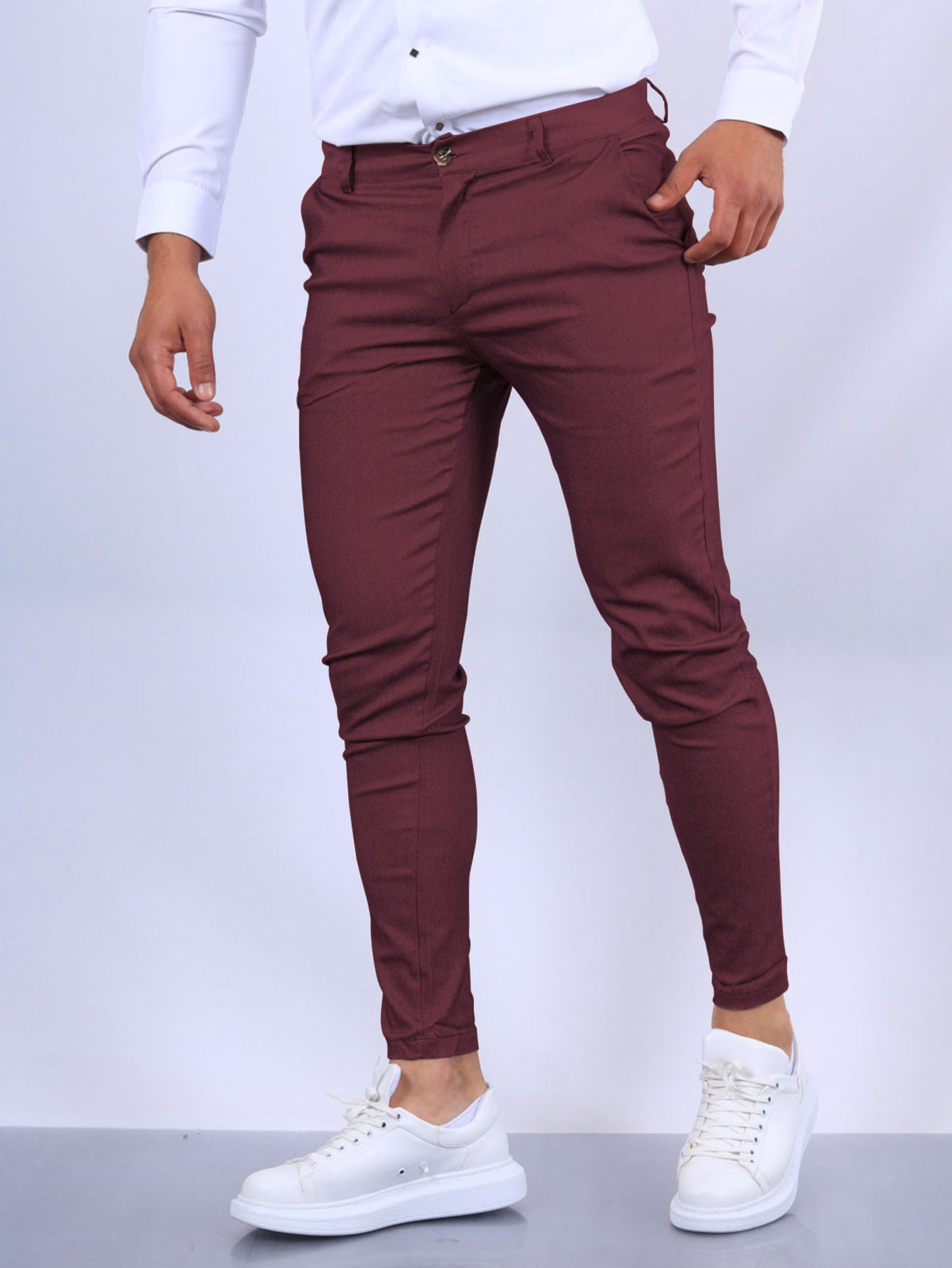 Super Stretchy Men's Skinny Fit Trousers Pants