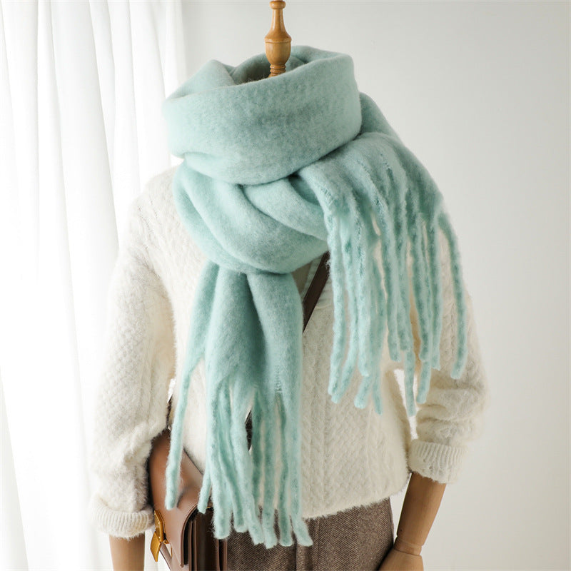 Unisex Large Winter Warm Extended Tassel Scarf