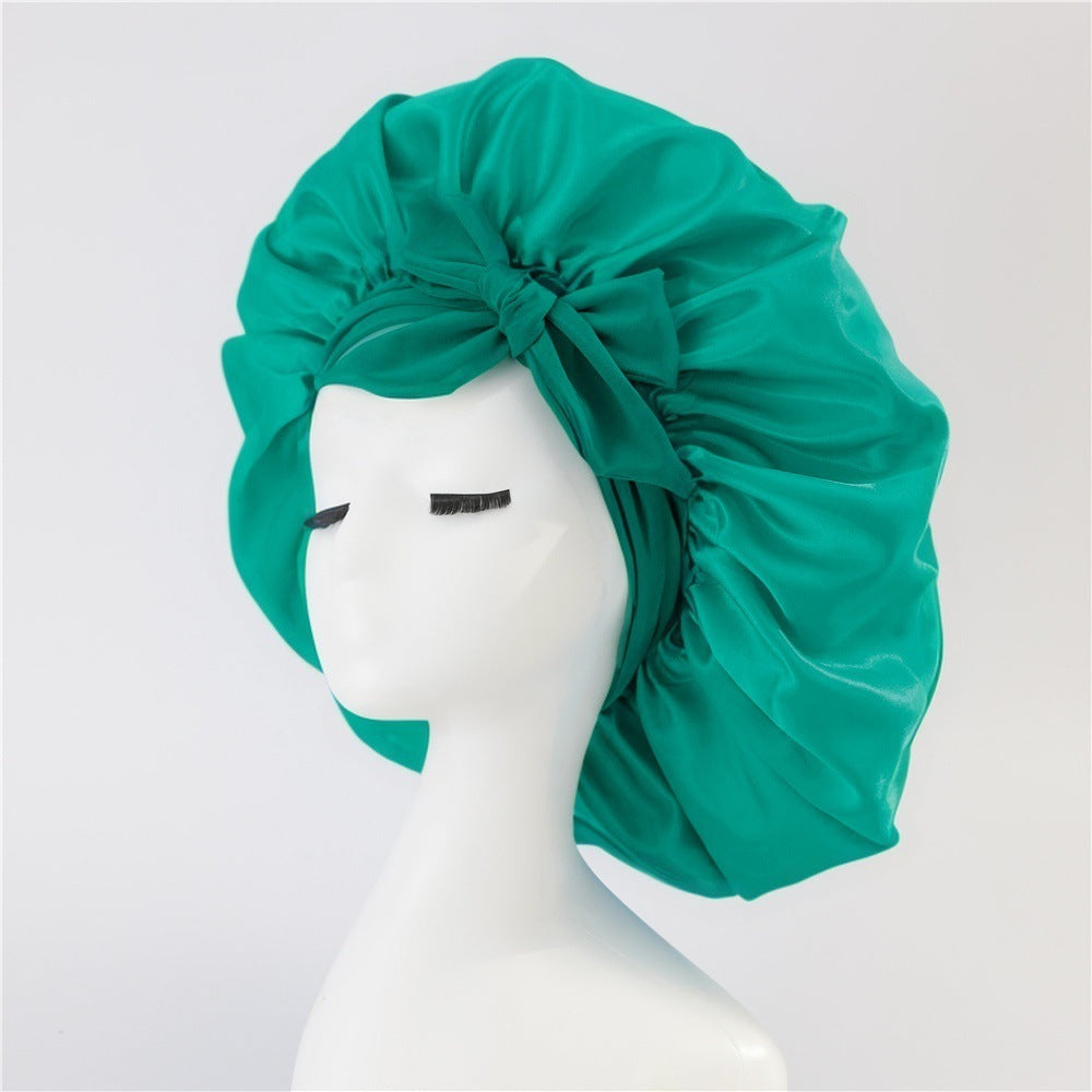 Elastic Bonnet With Tie Band For Sleeping Curly Hair Women