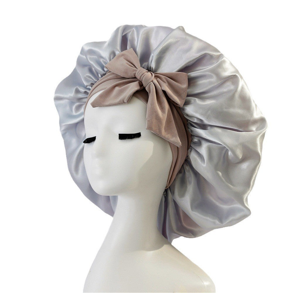 Elastic Bonnet With Tie Band For Sleeping Curly Hair Women