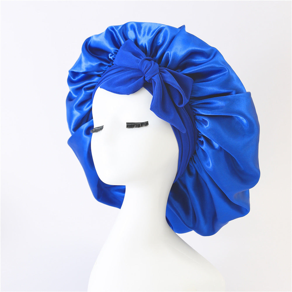 Elastic Bonnet With Tie Band For Sleeping Curly Hair Women
