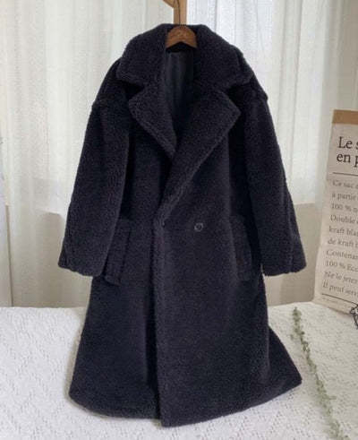 Long Autumn and Winter Fleece Coat With Pockets For Women