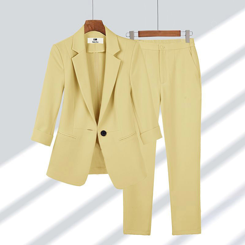Casual Blazer Set / Single-breasted Jacket And Zipper Straight Pants