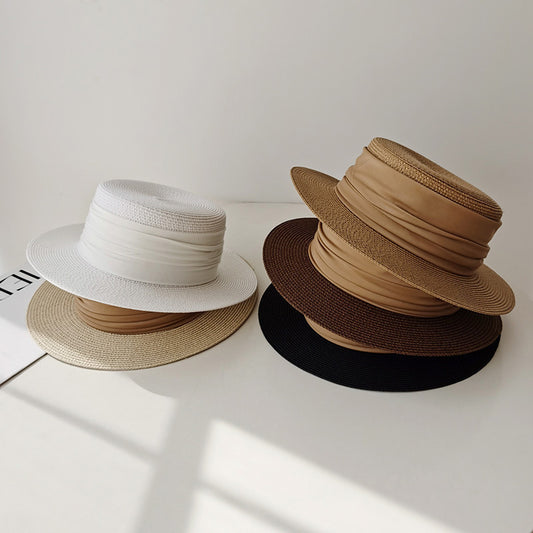 Flat Straw Sun Hat For Summer