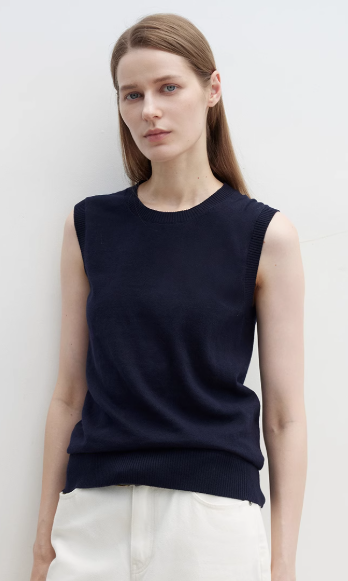 "Six Pence" Round Neck Knitted Sweater Vest for Women