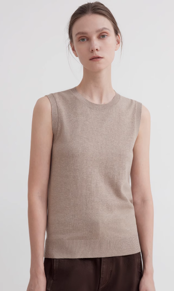 "Six Pence" Round Neck Knitted Sweater Vest for Women