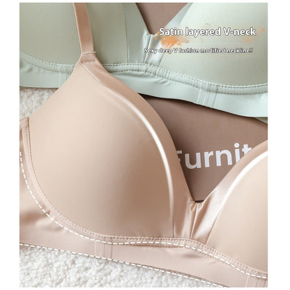 Satin Stitching French Triangle Cup Micro Push Up Bra