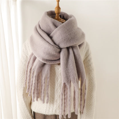 Unisex Large Winter Warm Extended Tassel Scarf