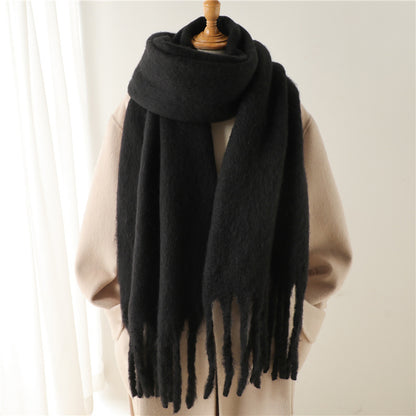Unisex Large Winter Warm Extended Tassel Scarf