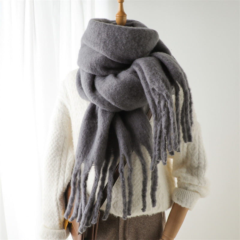 Unisex Large Winter Warm Extended Tassel Scarf