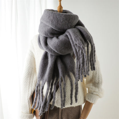 Unisex Large Winter Warm Extended Tassel Scarf