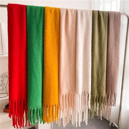 Unisex Large Winter Warm Extended Tassel Scarf
