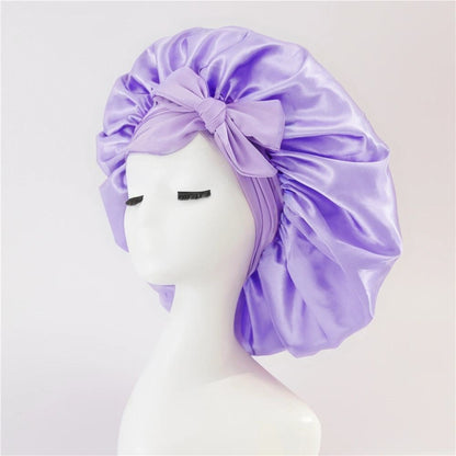 Elastic Bonnet With Tie Band For Sleeping Curly Hair Women