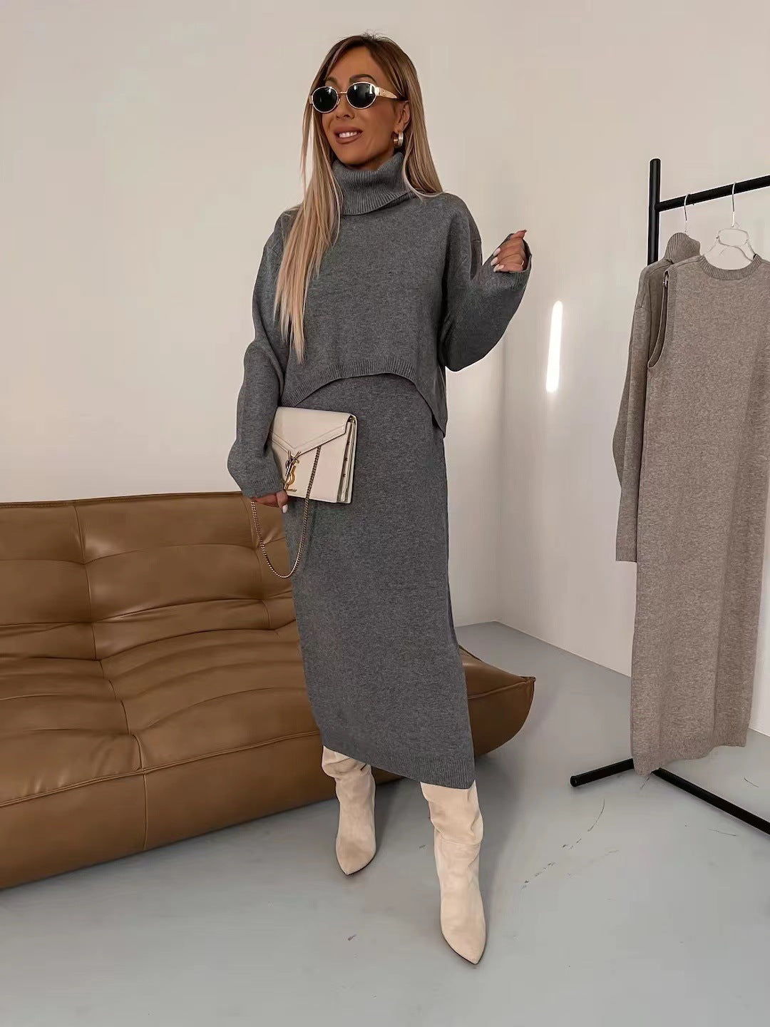 Autumn Casual Sweater and Dress Set For Women