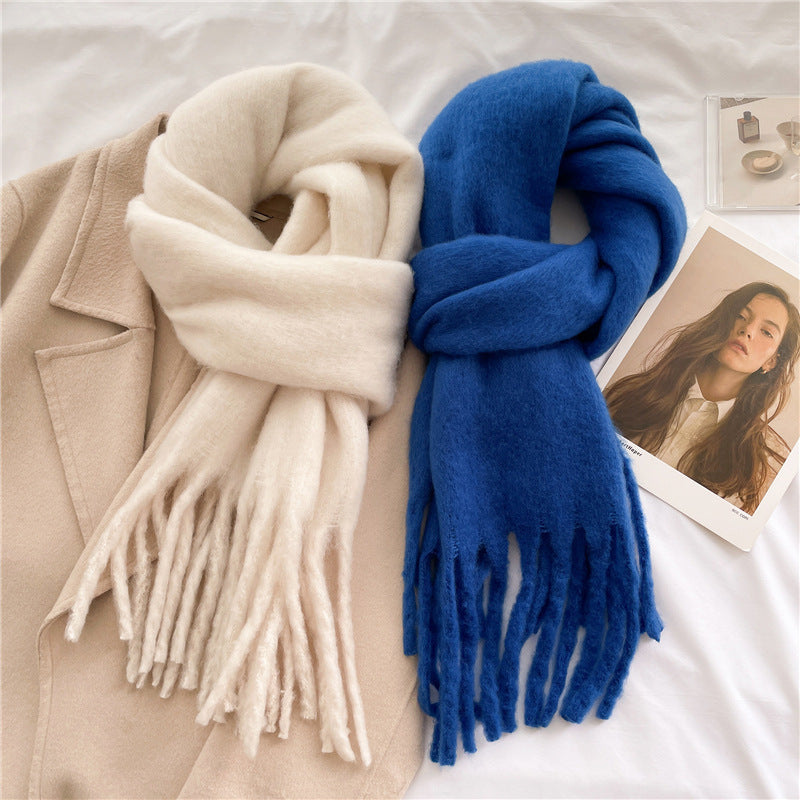 Unisex Large Winter Warm Extended Tassel Scarf