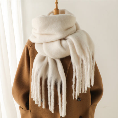 Unisex Large Winter Warm Extended Tassel Scarf