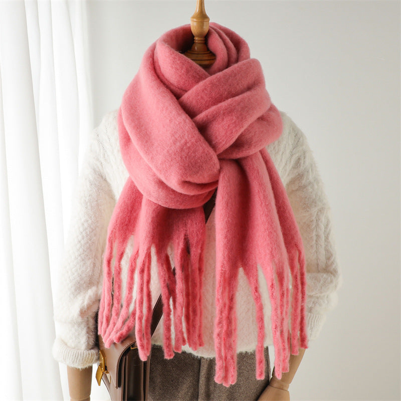 Unisex Large Winter Warm Extended Tassel Scarf