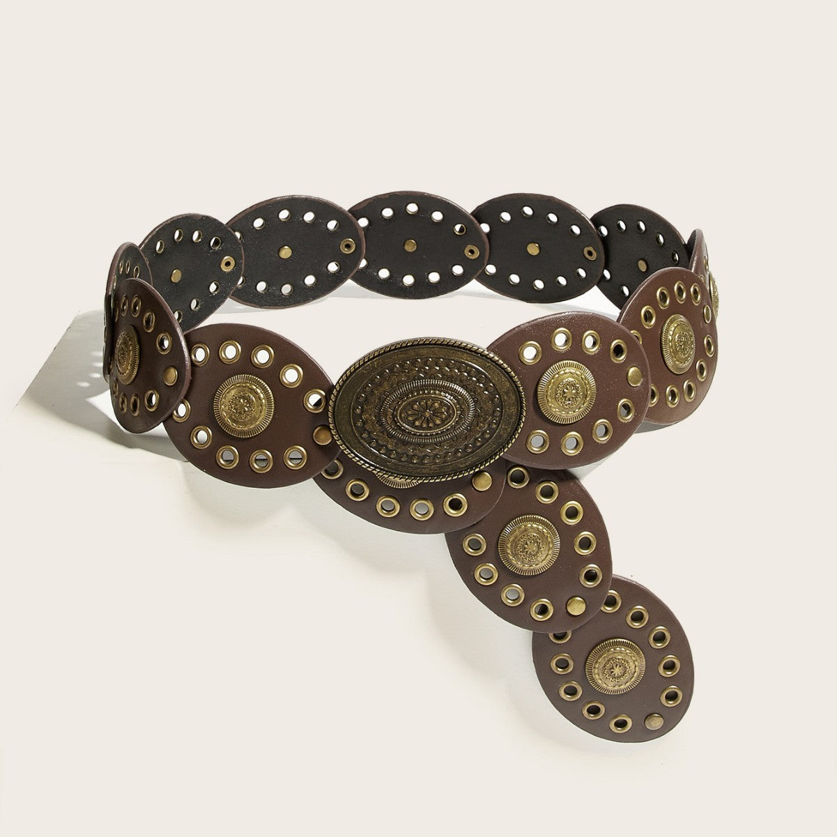 Ethnic Style Round Cake Stitching Vintage Belt For Women