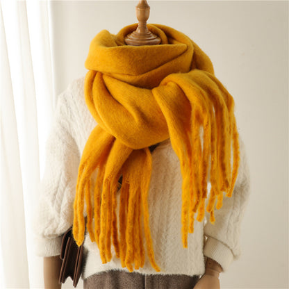 Unisex Large Winter Warm Extended Tassel Scarf