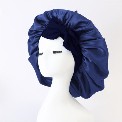 Elastic Bonnet With Tie Band For Sleeping Curly Hair Women