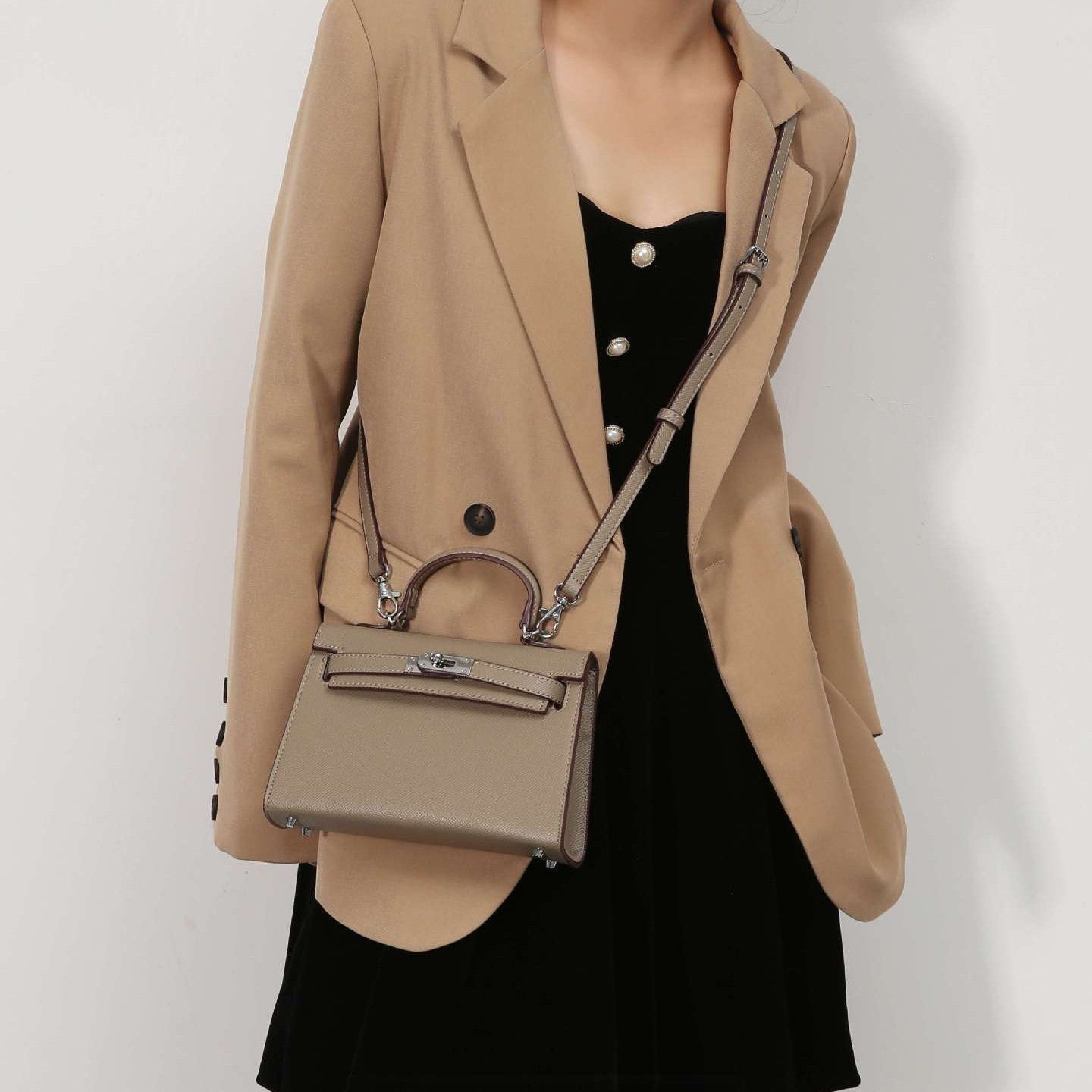 Elegant Minimalist PU Leather Handbag Crossbody Bag For Women