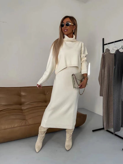 Autumn Casual Sweater and Dress Set For Women