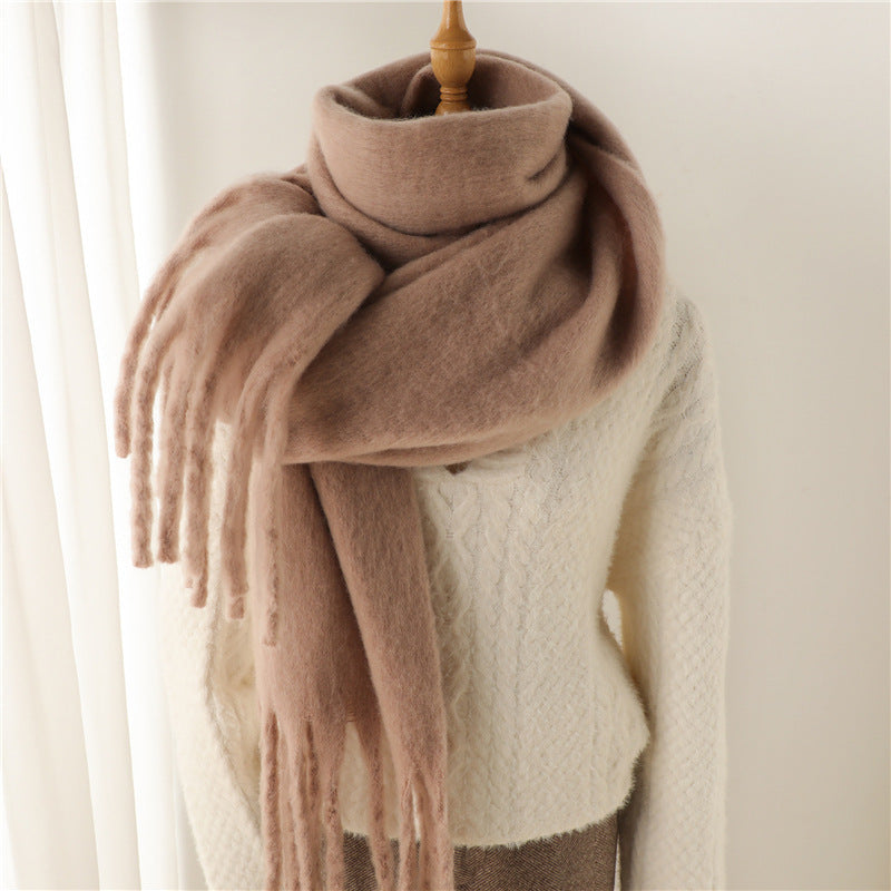 Unisex Large Winter Warm Extended Tassel Scarf