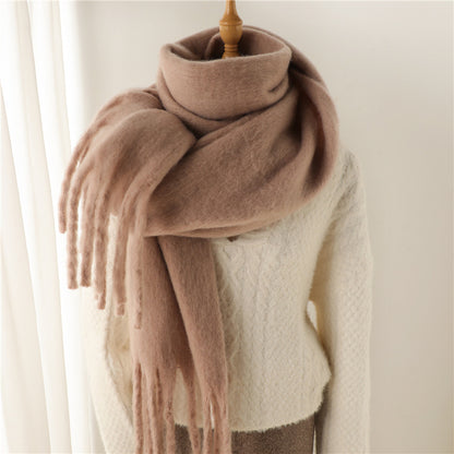Unisex Large Winter Warm Extended Tassel Scarf