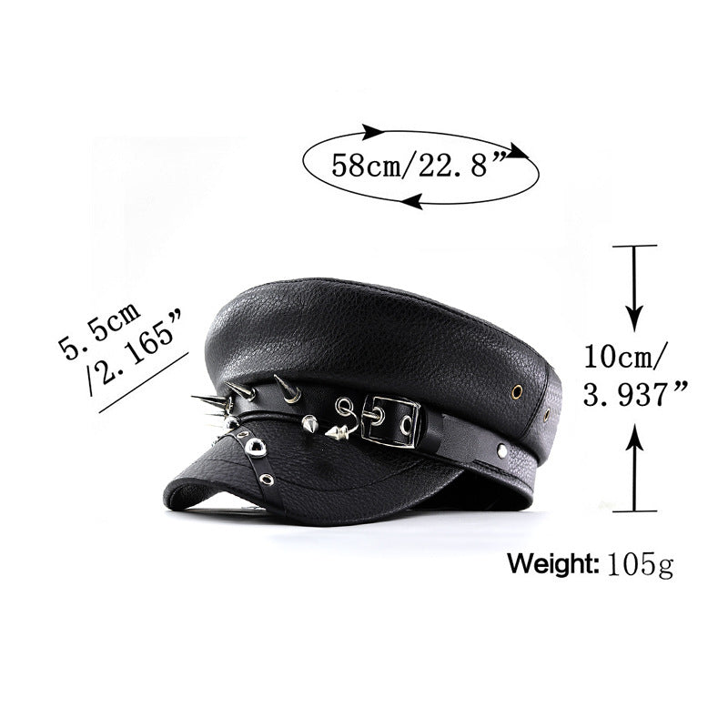 Men's And Women's Punk Rock Hip Hop Style Studded Beret